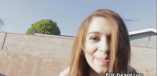 Perky brunette teen blows after sexting